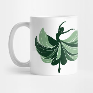 Ballet dancer in a green dress. Vector illustration on white background, ballet dance pose Mug